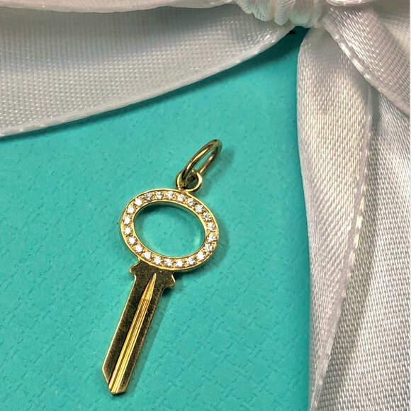 Tiffany & Co. Jewelry - Tiffany & Co. 18K Yellow Gold Diamonds Oval Mini Modern Keys Pendant Charm 🔑